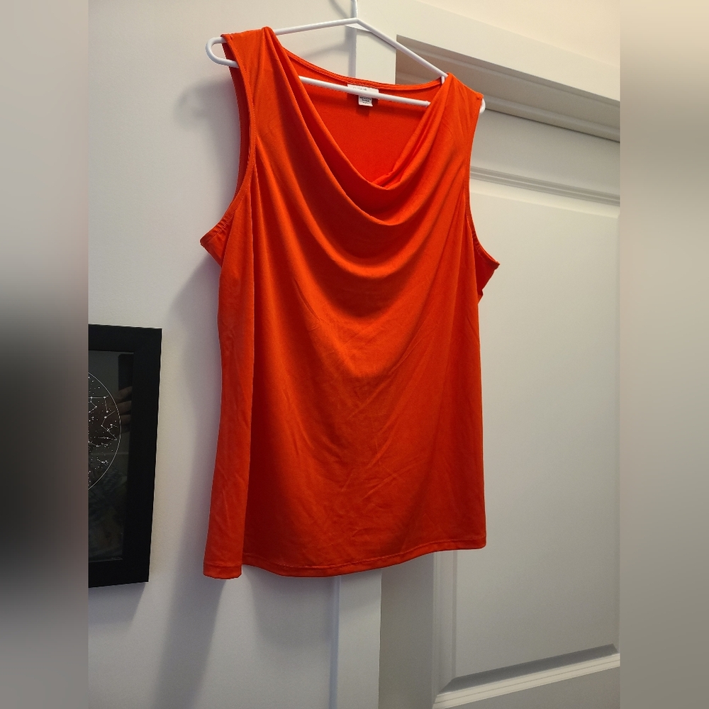 Jaclyn Smith Orange Sleeveless Ruched Tank Top